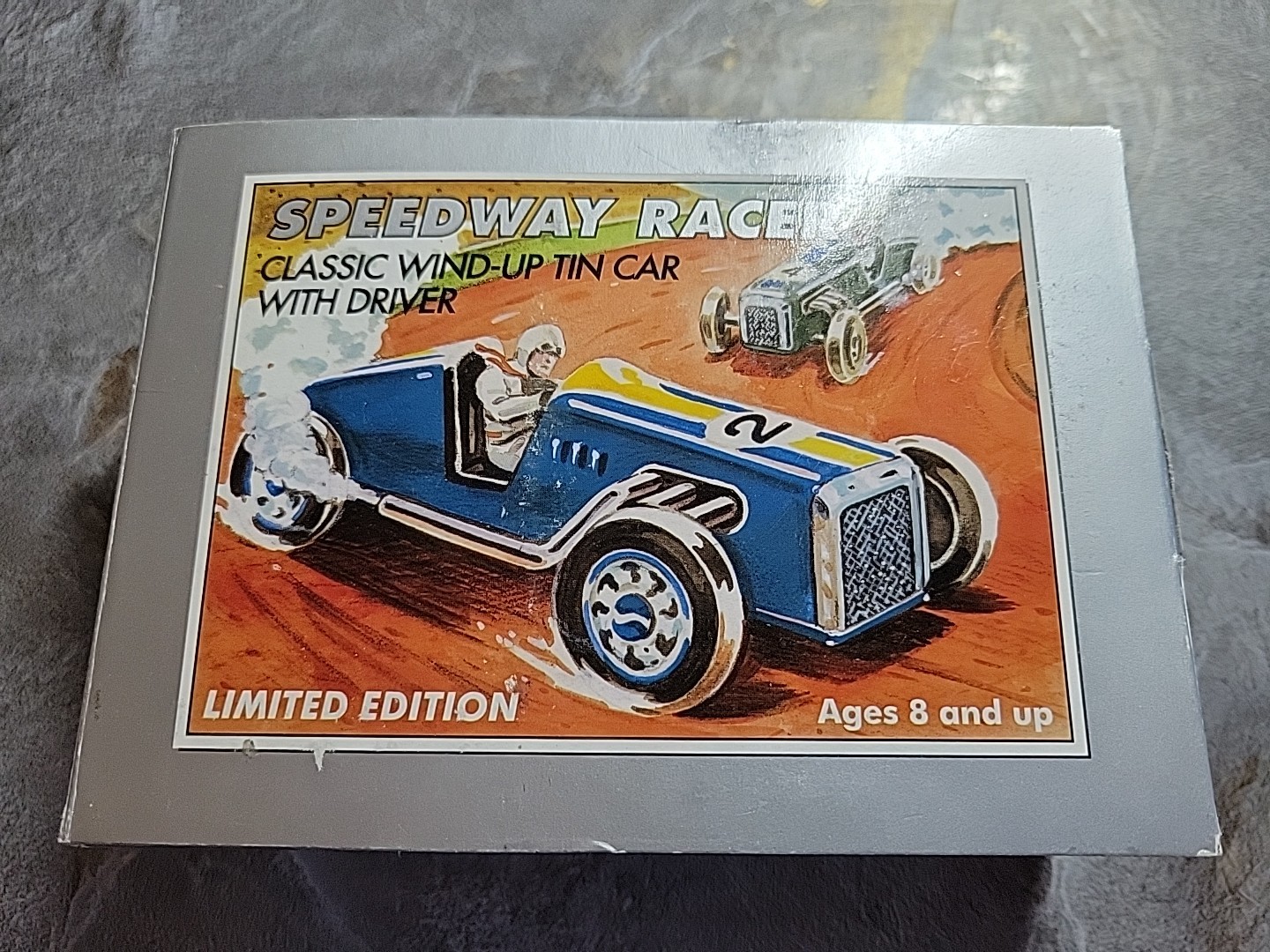 Schylling Speedway Racer Classic Wind-Up Tin Car Driver Blue Original BOX NEW