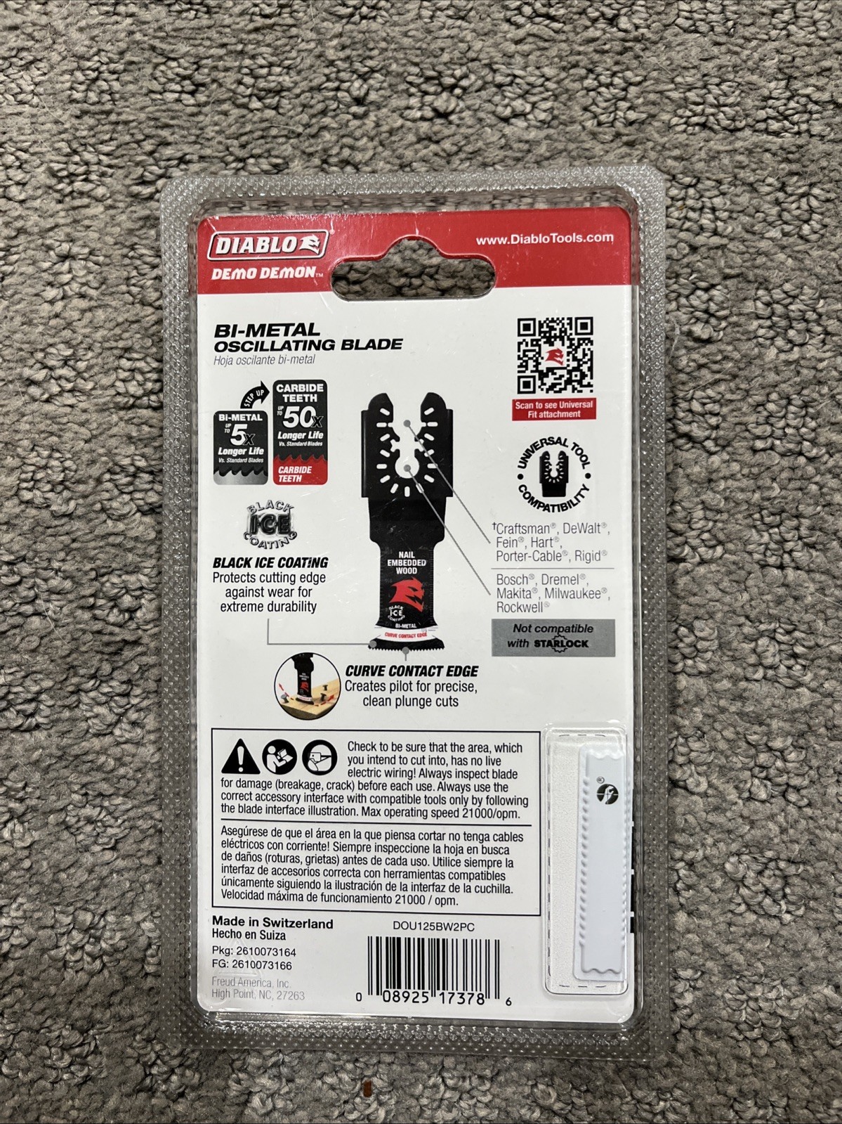 DIABLO DOU125BW2PC DEMO DEMON BI-METAL OSCILLATING NAIL-EMBEDDED WOOD BLADE SET