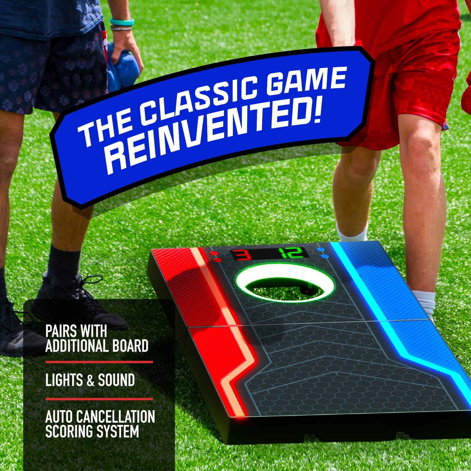 Electronic Cornhole Board Set, Remote, Cancellation Scoring System - OPEN BOX