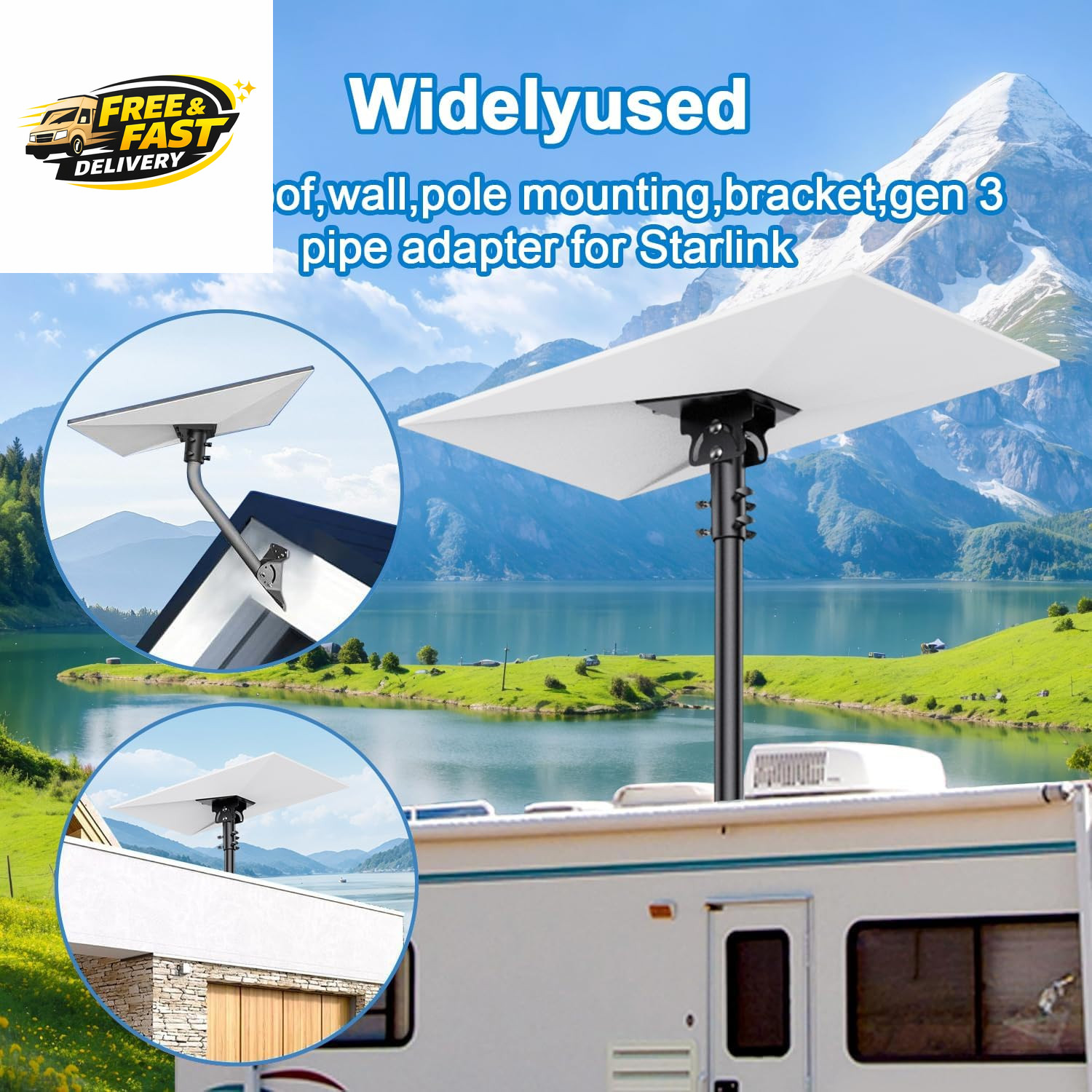 Starlink Gen 3 Mount, Starlink Pole Mount, Starlink Mounting Kit for Dish V3