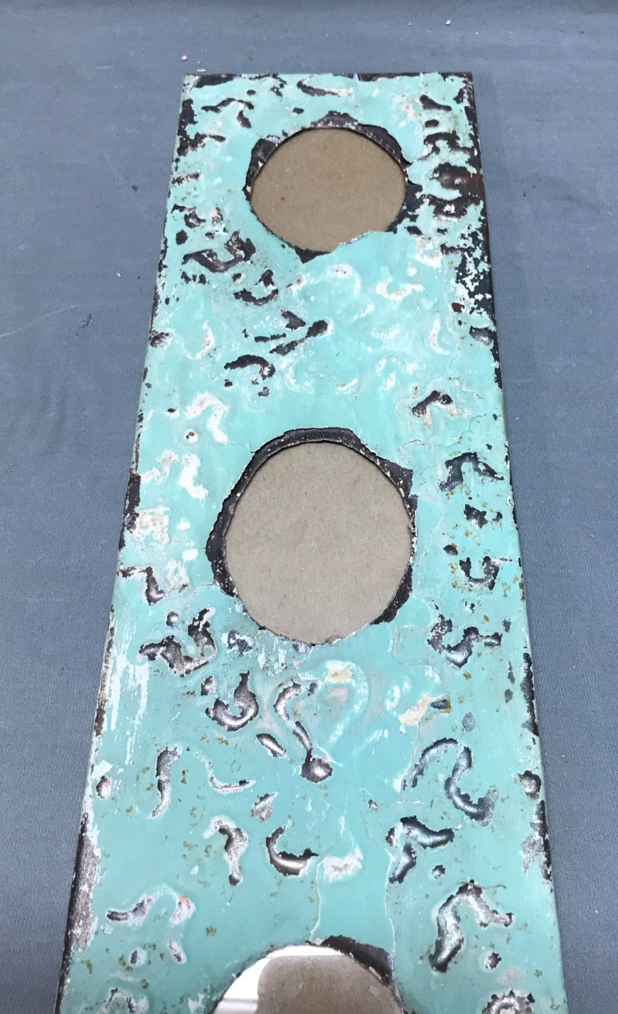 VTG 5x23 Multi Triple Oval Photo Tin Ceiling Metal Picture Frame Old 1841-25B