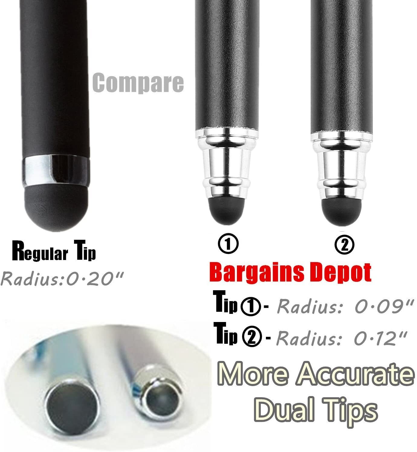 2-in-1 Universal Capacitive Stylus/styli 5.5" L with 20 Pcs Replacement Rubber