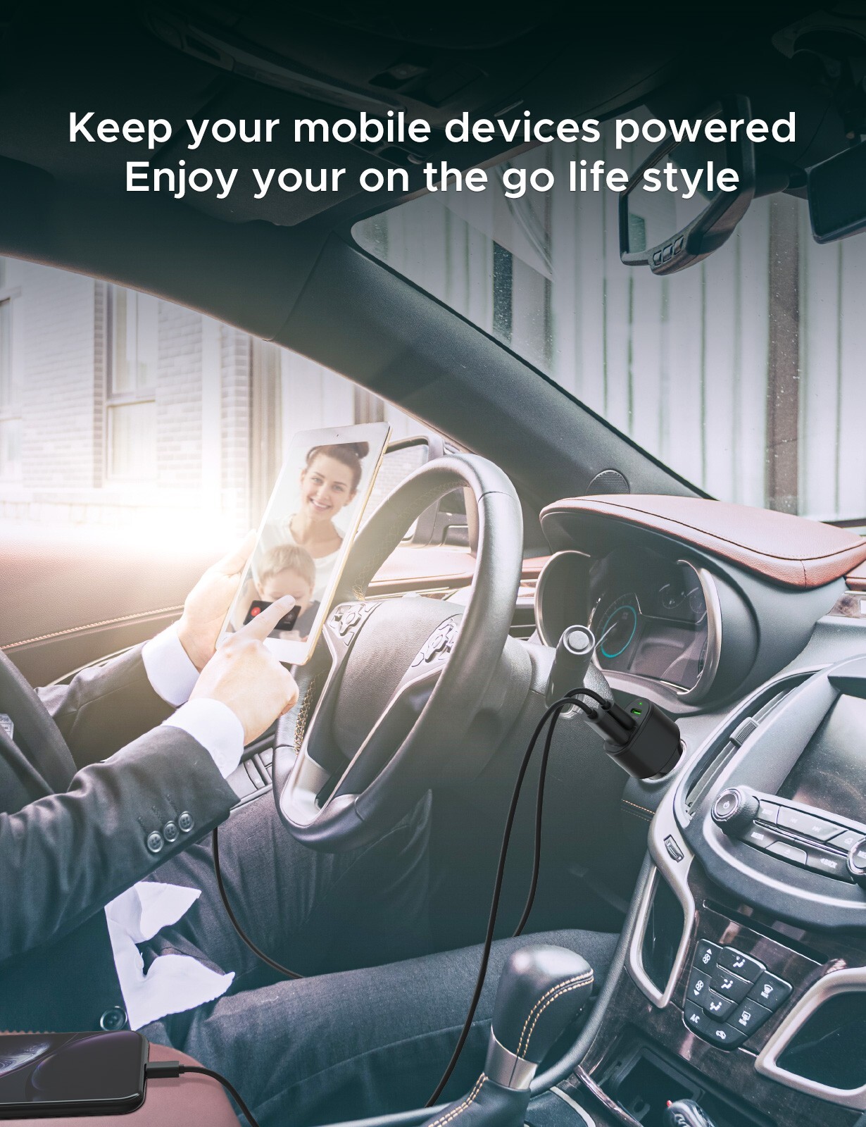 60W USB C Quick charging Car charger adapter for Samsung iPhone