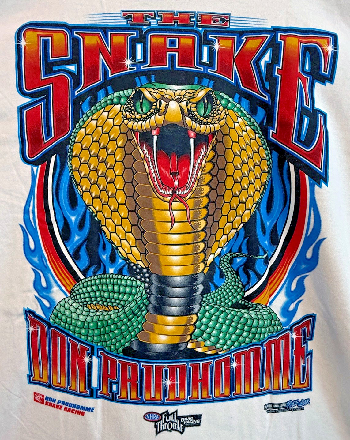 VRHTF NHRA VINTAGE "DON 'THE SNAKE" PRUDHOMME RACING" XXL T SHIRT-NEW NEVER WORN
