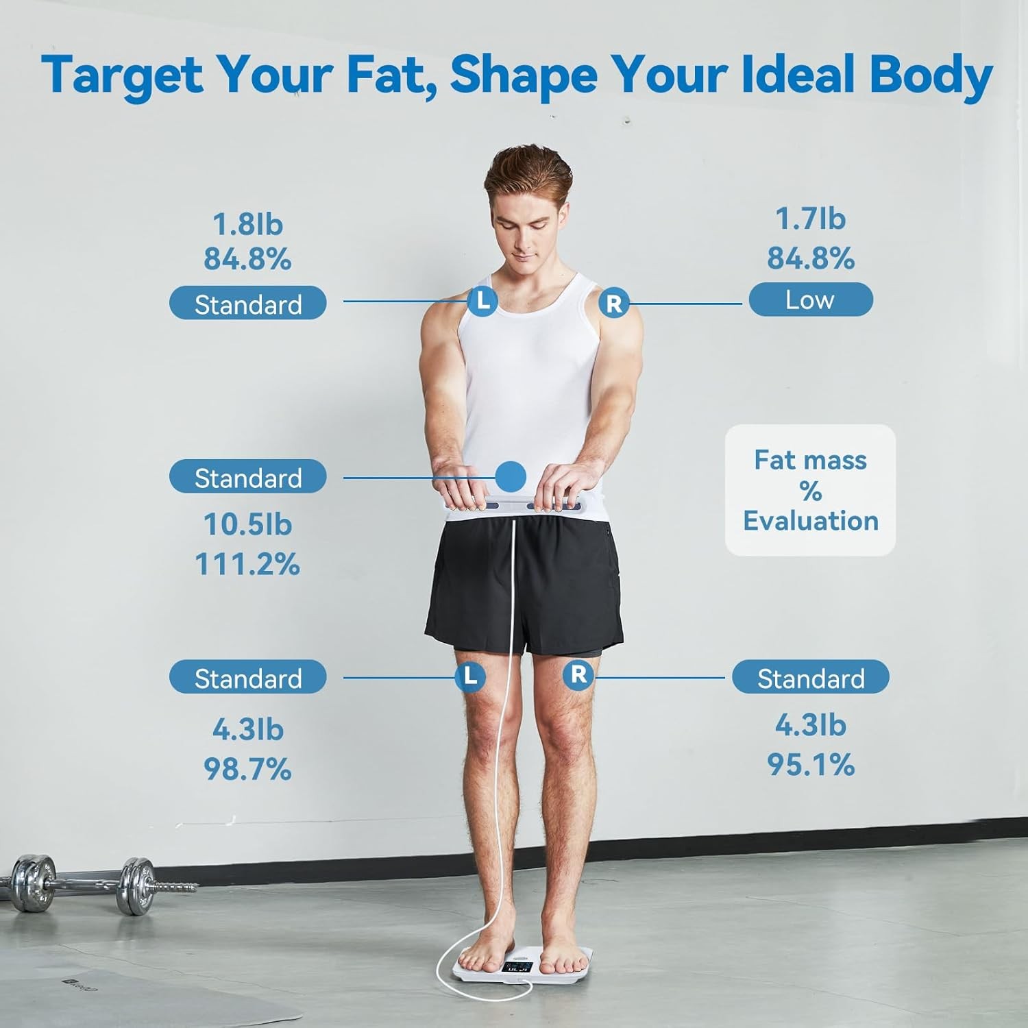 White 8 Electrode Full Body Sensor Body Composition Monitor Scale Weight BMI