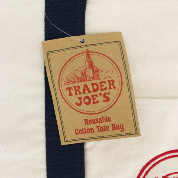 2x Trader Joe's NEW 💚 Blue AUTHENTIC LARGE & MINI CANVAS REUSABLE TOTE BAGS SET