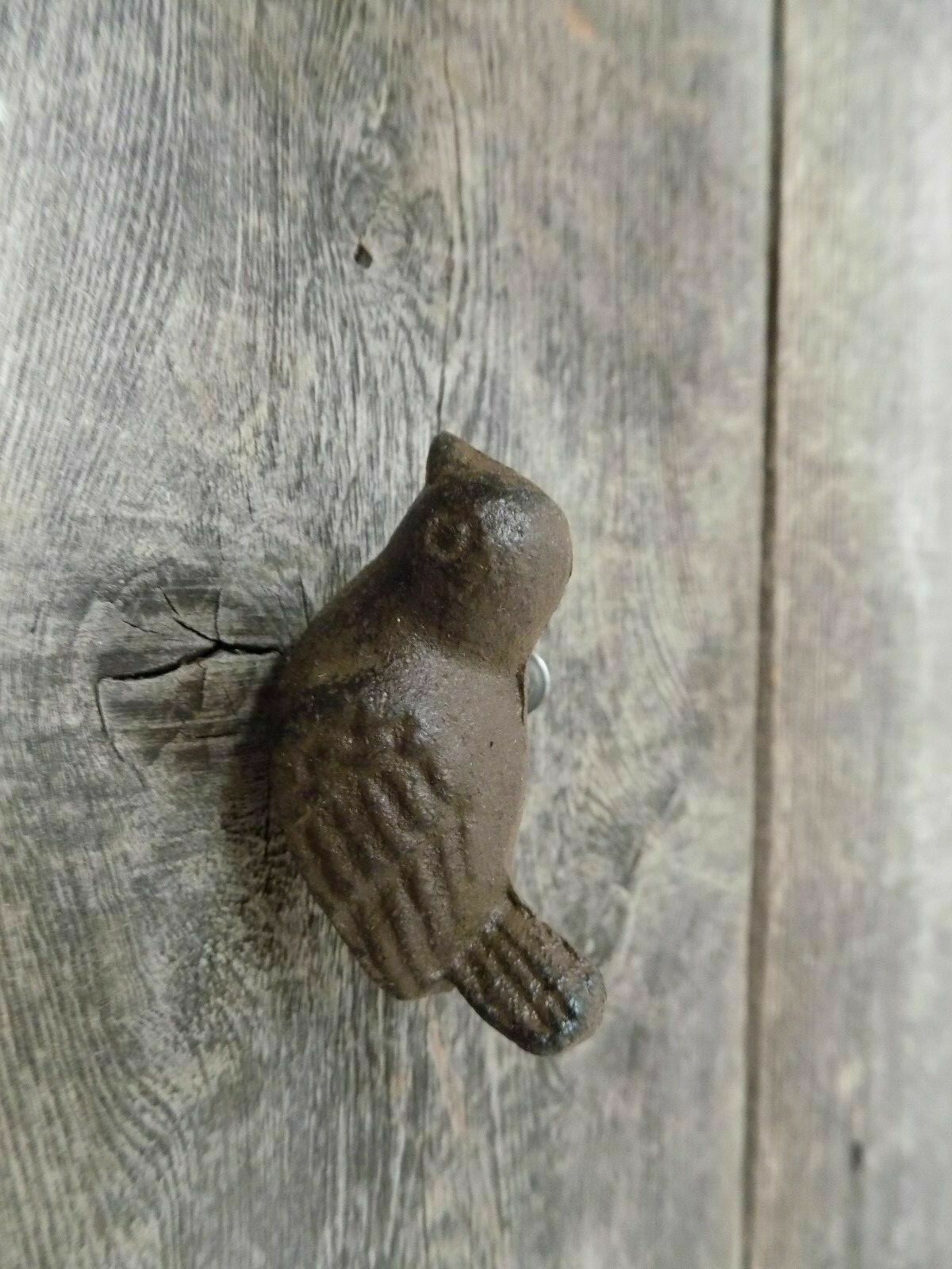 12 CAST IRON BIRD CABINET KNOBS PULLS DRAWER DRESSER HANDLES RUSTIC BIRDS WREN