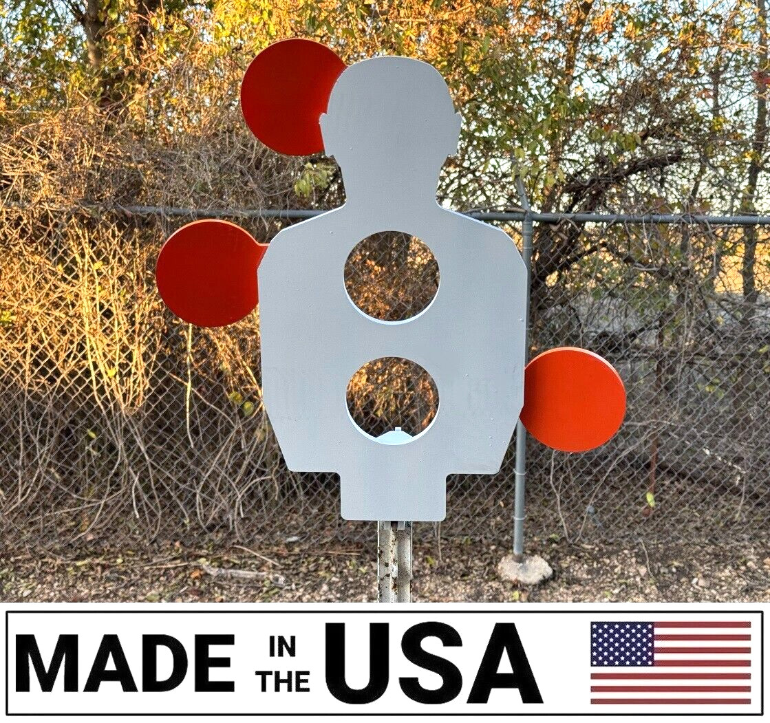 [SR] 3/8" Steel Dueling Tree Reactive Target 10"x18" Torso with 3 Swivel Paddles