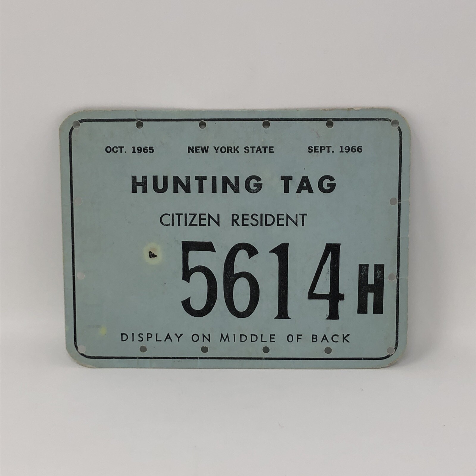 1965 1966 New York State Hunting Tag Citizen Resident