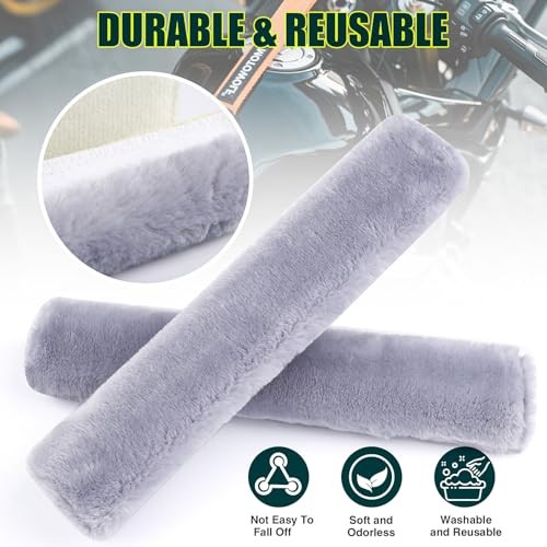 6 PCS Motorcycle Tie Down Straps Soft Loop Cover, Synthetic Sheepskin Grey