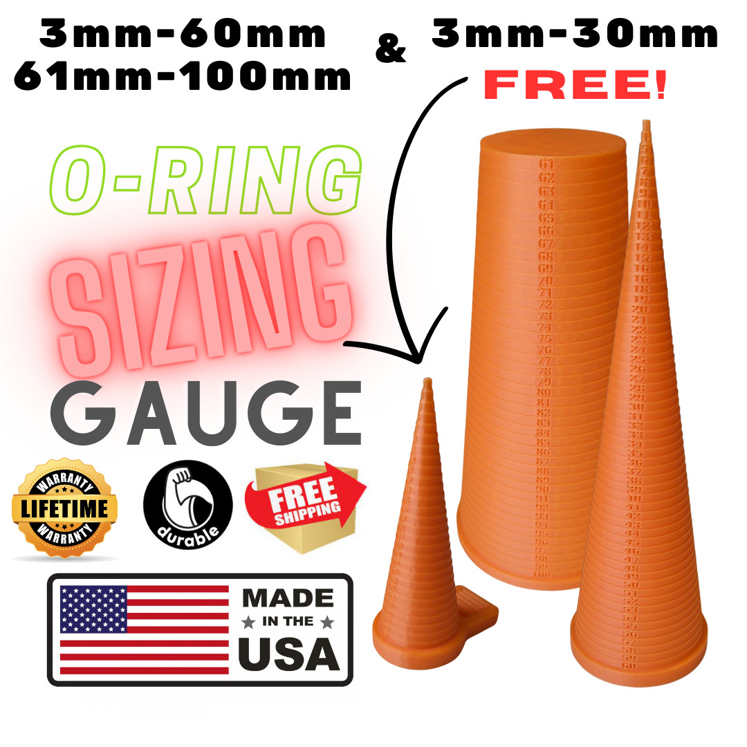 O-Ring Sizing Cone Measuring Tool 3mm-60mm/61mm-100mm and 3mm-30mm Free (Orange)