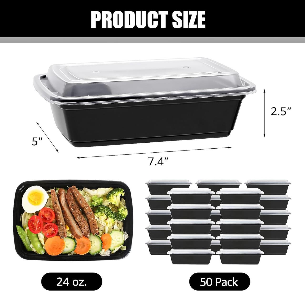 24 oz Food Storage Boxes Meal Containers BPA Free Microwavable Dishwasher Safe