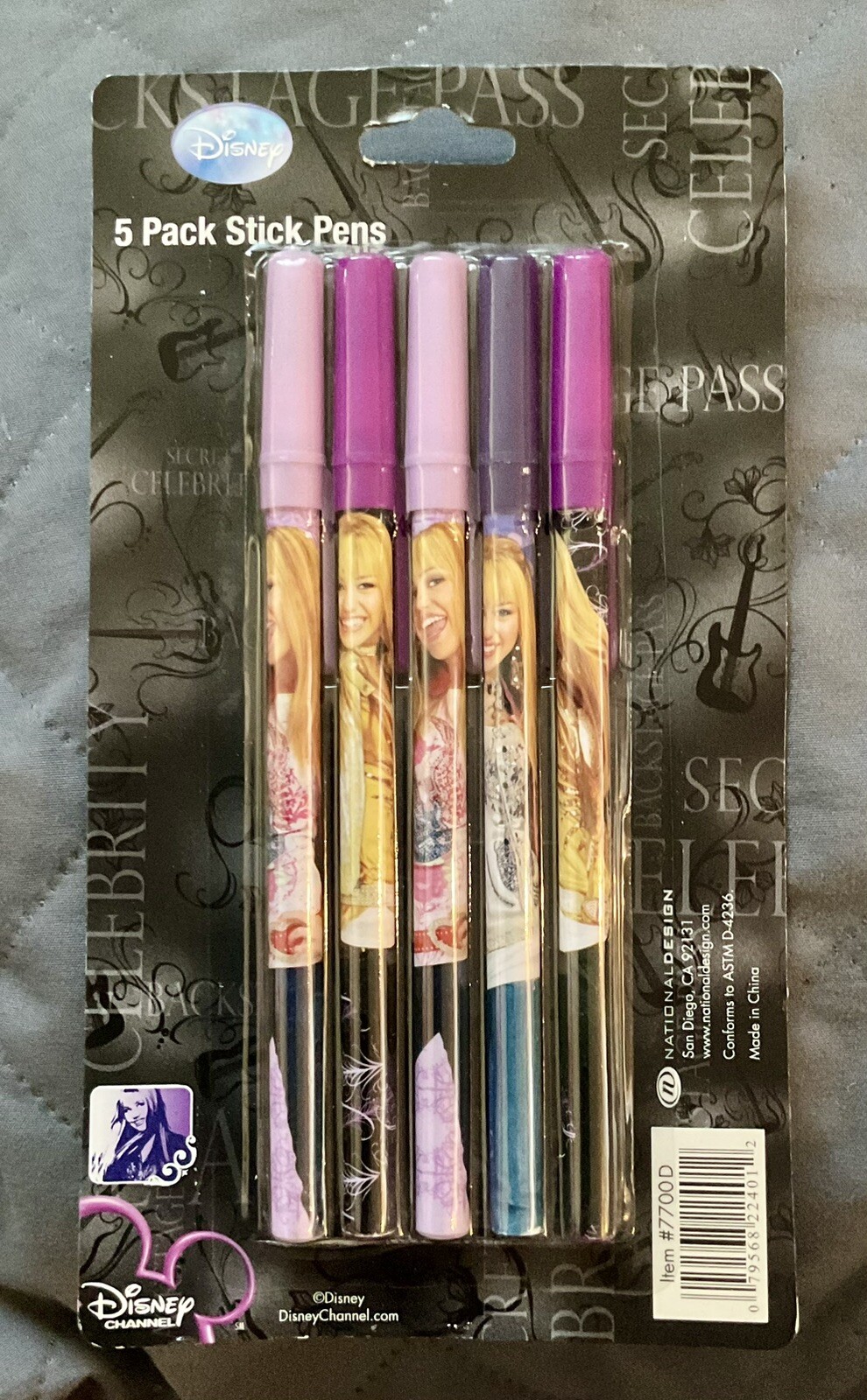 Disney’s HANNAH MONTANA 5 Pack Stick Pens NATIONAL DESIGN #7700D l👀k