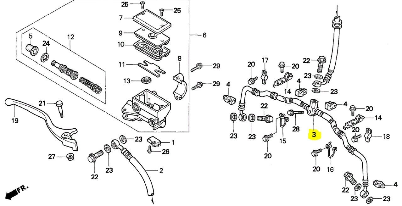 1995-1998 Honda TRX300 FW FourTrax Front Brake Hose 45127-HM5-731 OEM Brake Line