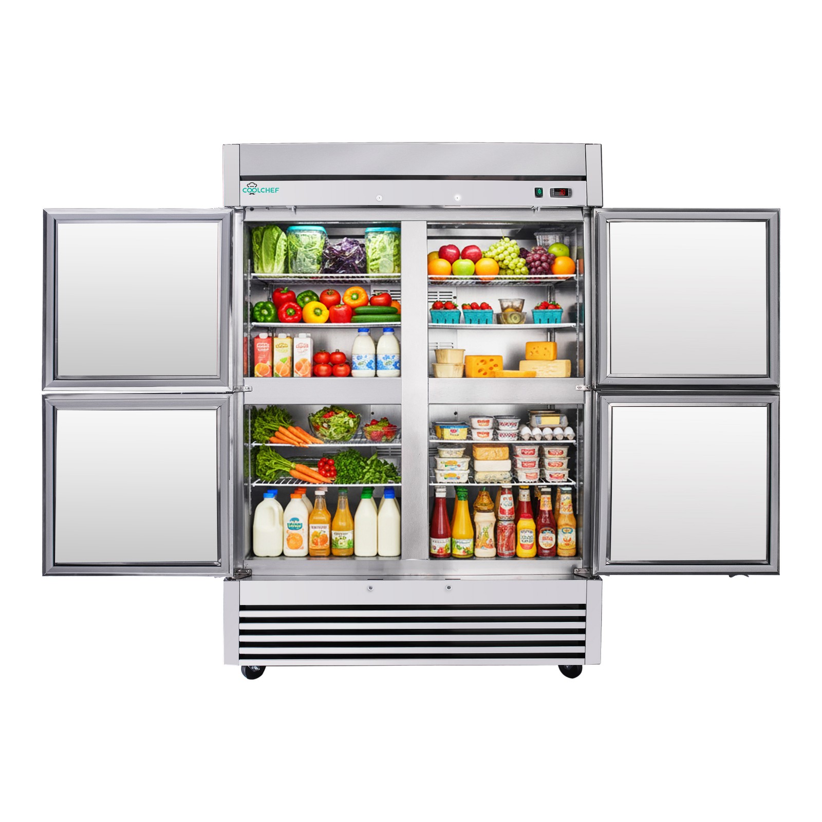 54" Commercial Refrigerator 49 Cu.Ft 4-Door 32–37℉ Air Cooling 6 Shelves, R290