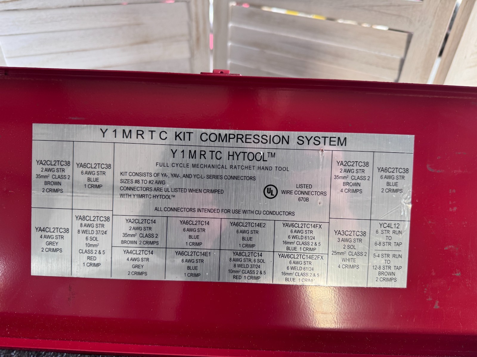 Burndy Compression System Ratcheting Crimper Y1MRTC Kit