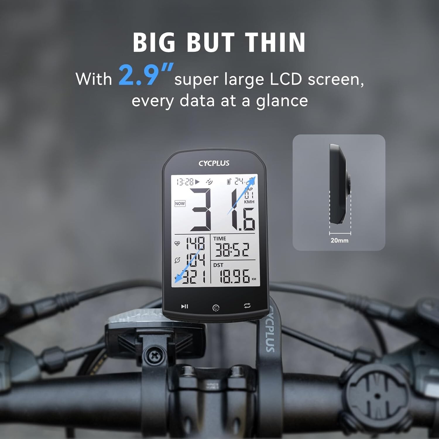 CYCPLUS M1 GPS Wireless Bike Computer Digital Speedometer with Bluetooth/ANT+