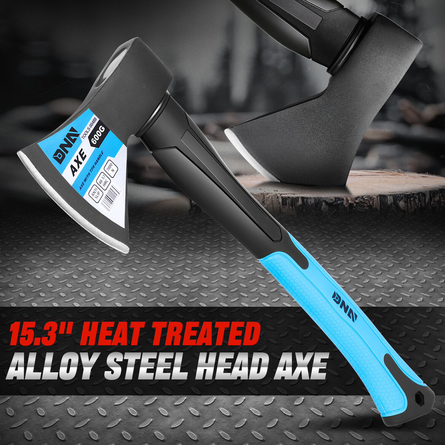 15.3" Long Fiberglass Handle 1.32lbs Heat-treated Alloy Steel Chopping Axe Head