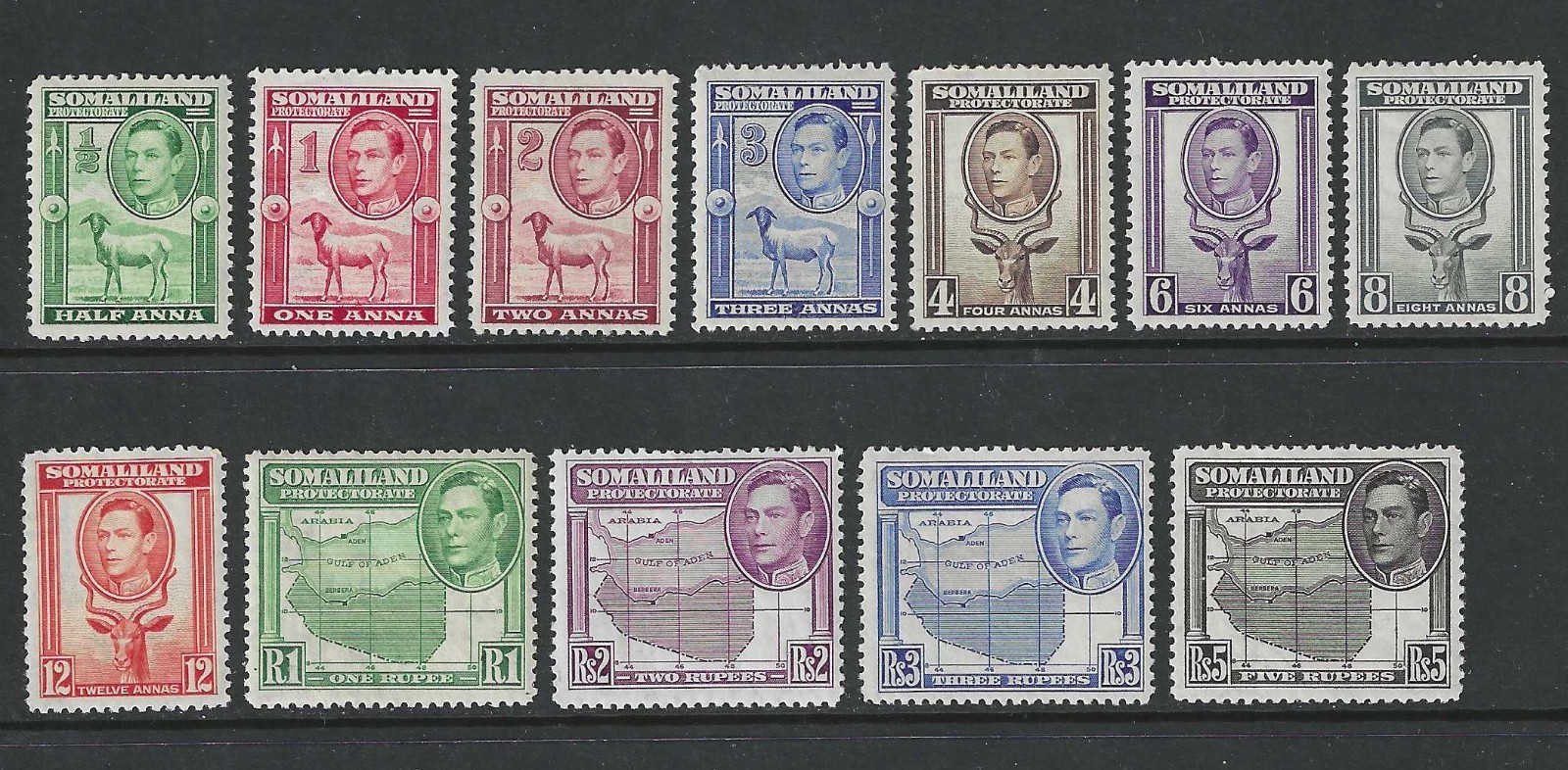 SOMALILAND SG93/104 1938 KGVI, Full set of 12, Unmounted Mint