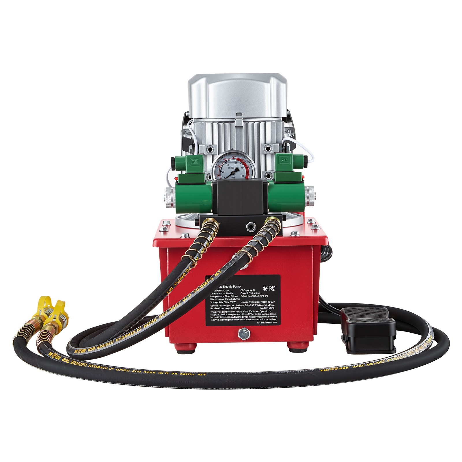 Uimoso Electric Hydraulic Pump 750W 10000 PSI Dual Acting Solenoid Valve Pedal