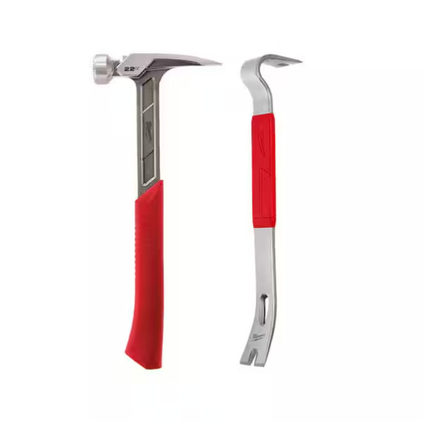 New !Milwaukee 22 oz. Milled Face Framing Hammer with 15 in. Pry Bar