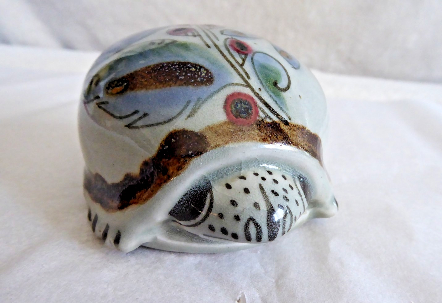 Fred & Barbara Meiers Vintage Hand Painted Ceramic Turtle Figurine Mexico KE 3.5