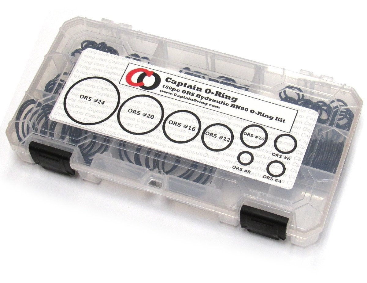 Captain O-Ring ORS/ORFS Flat Face Hydraulic Oring Seal Kit (180pc, Buna 90)