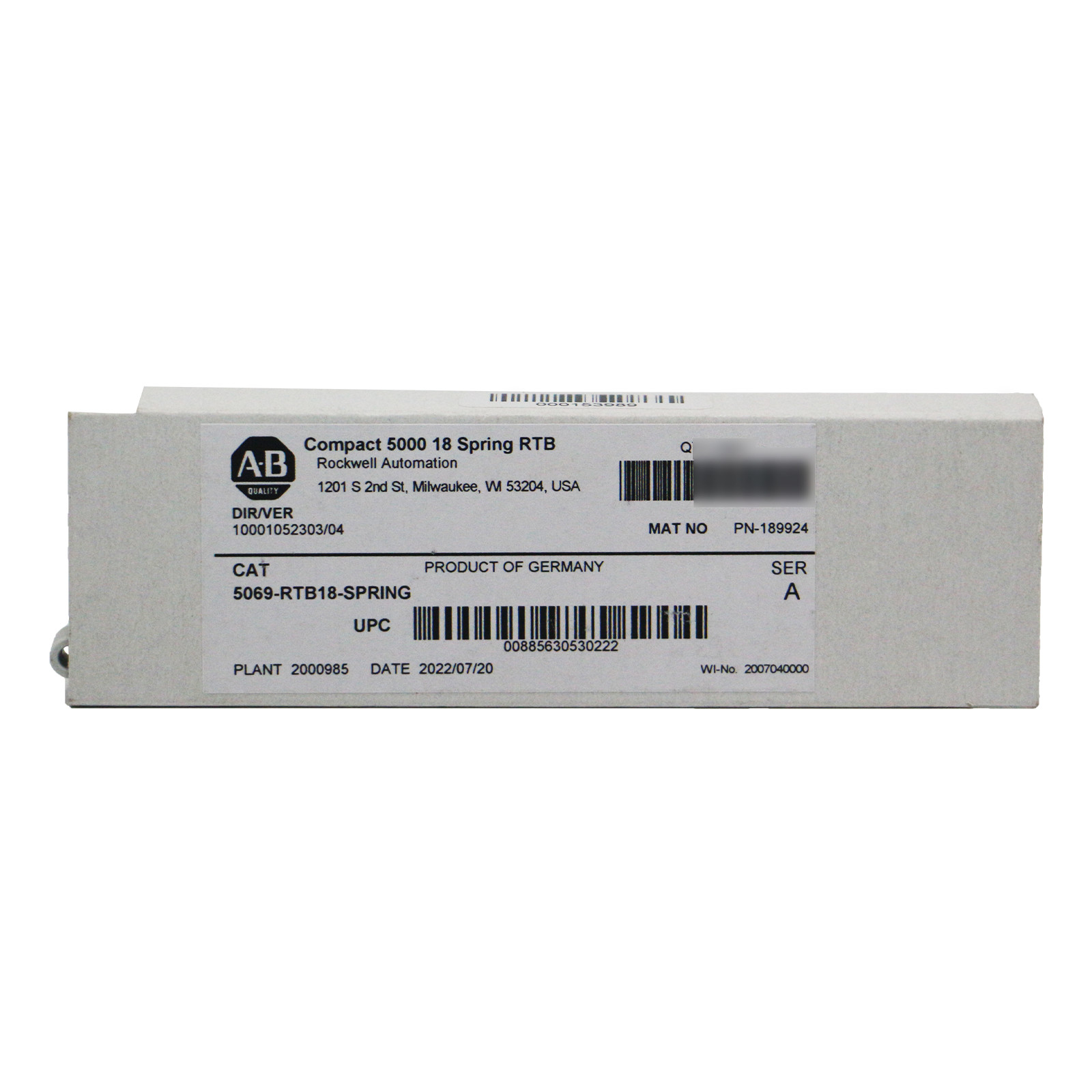 New Allen Bradley 5069-RTB18-SPRING Compact 5000 18 Spring RTB -UPS Fast shiping