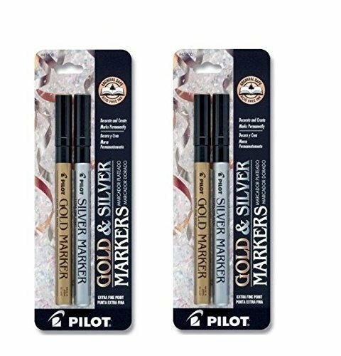 Pilot Gold and Silver Metallic Permanent Paint Markers, Extra Fine Point, 2/Pack
