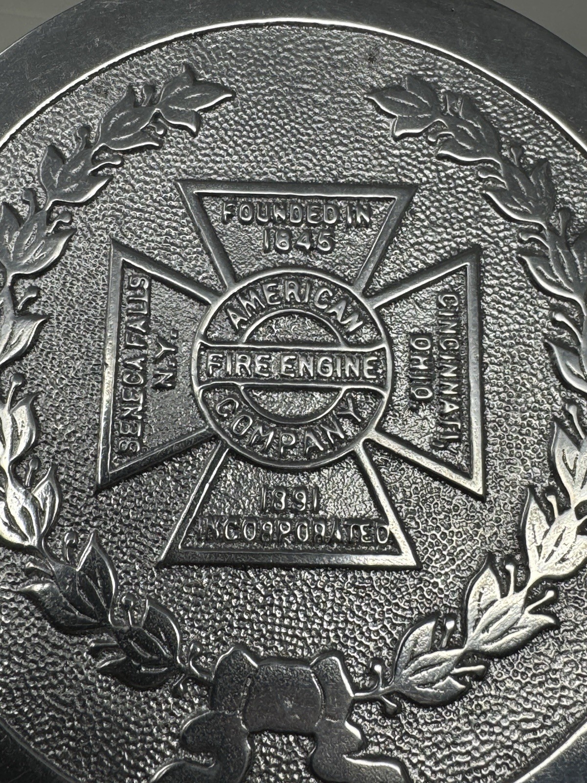 American Fire Engine Company Truck Apparatus Emblem Nameplate Badge Plaque 1845