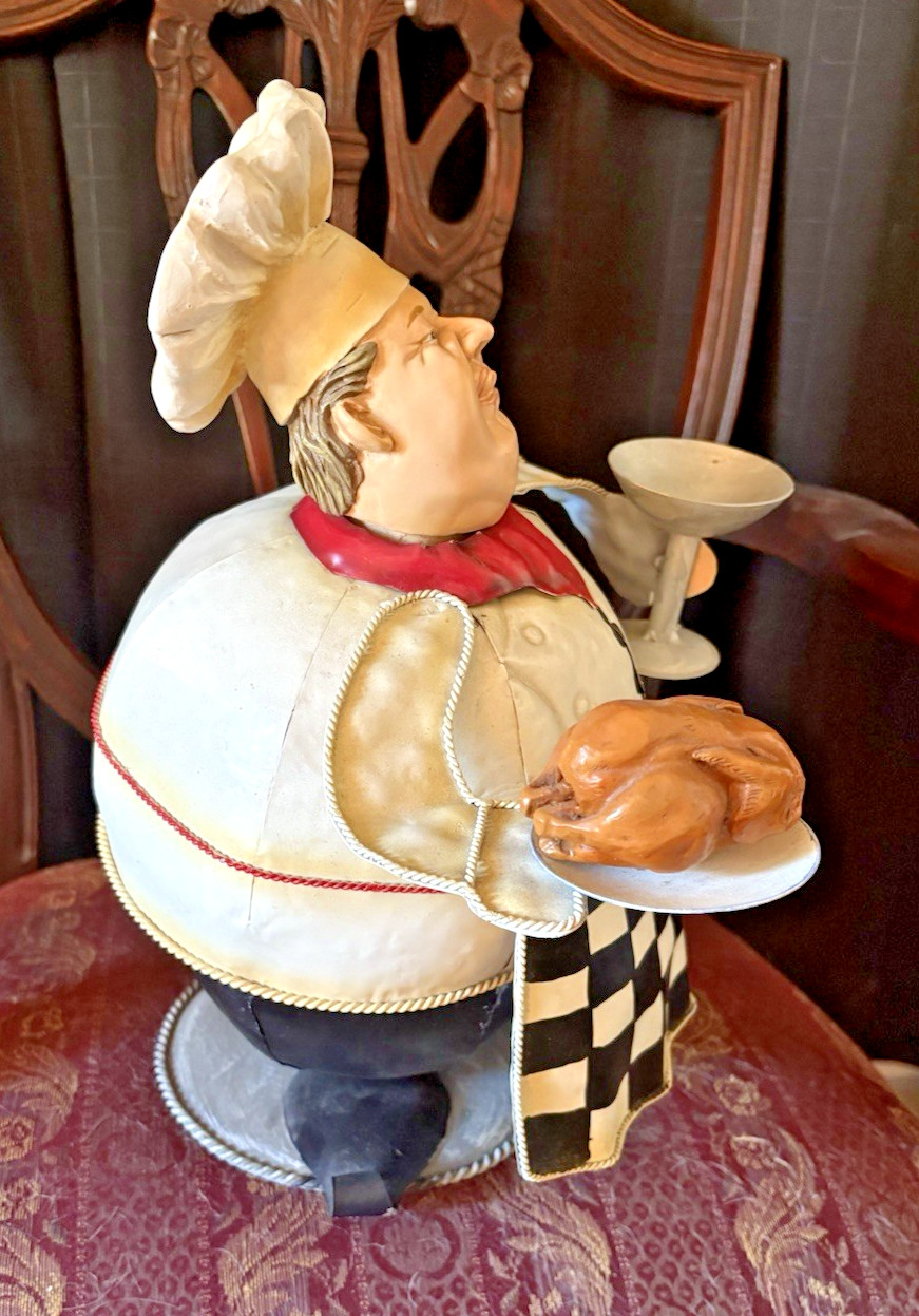 Unique 14 Inch Bobblehead Bobble Body Metal Chef Figure Restuarant Cafe' Decor