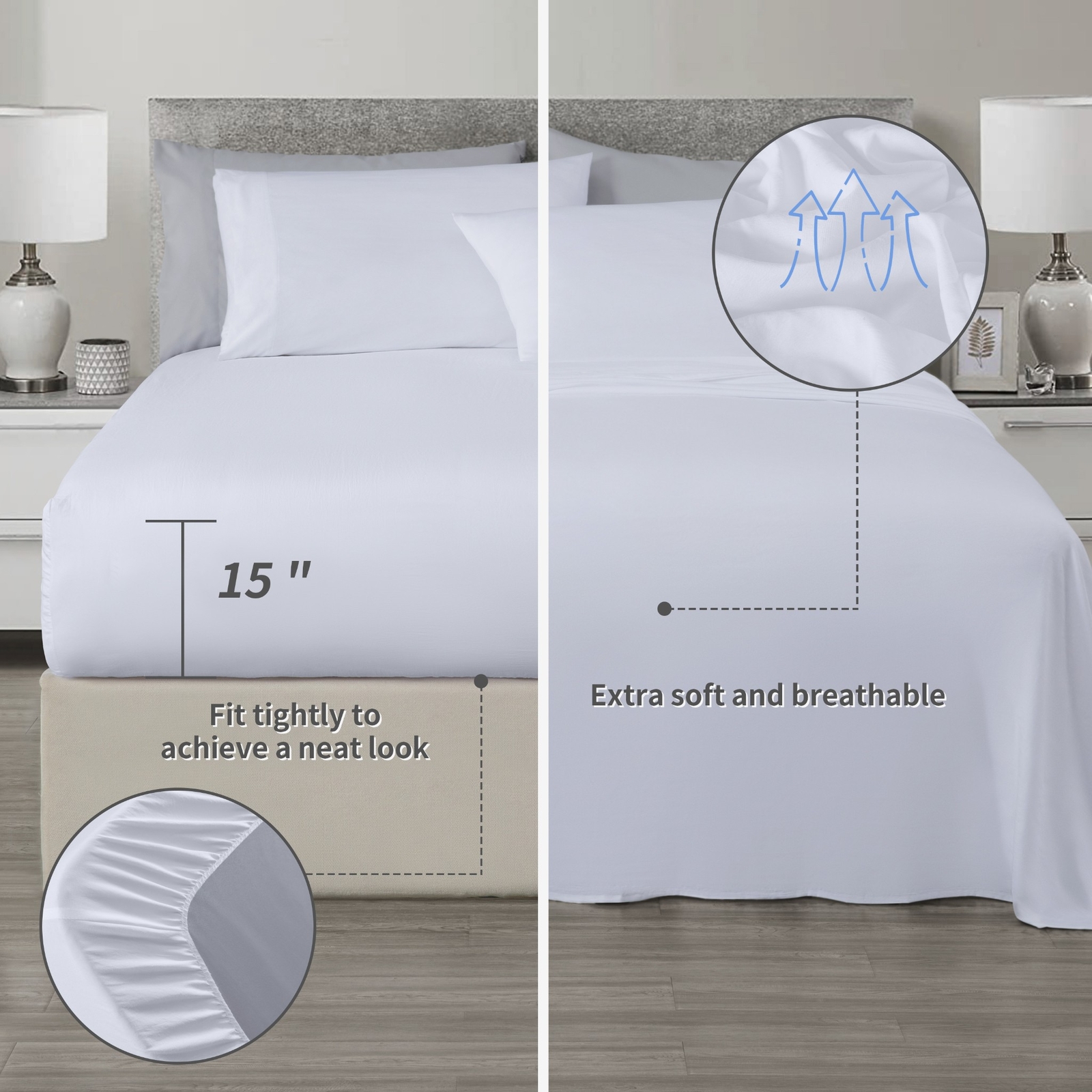 Chezmoi Collection 7-Piece Pleated Stripe Bed in a Bag Comforter Set with Sheets