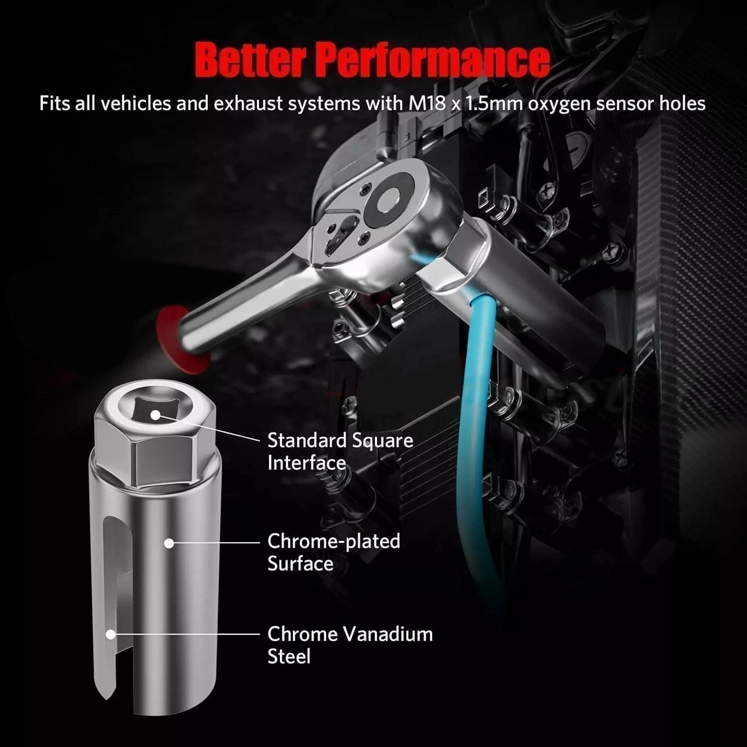 O2 Oxygen Sensor Socket Thread Chaser Set 5PCS O2 Sensor Wrench Removal Tool Kit