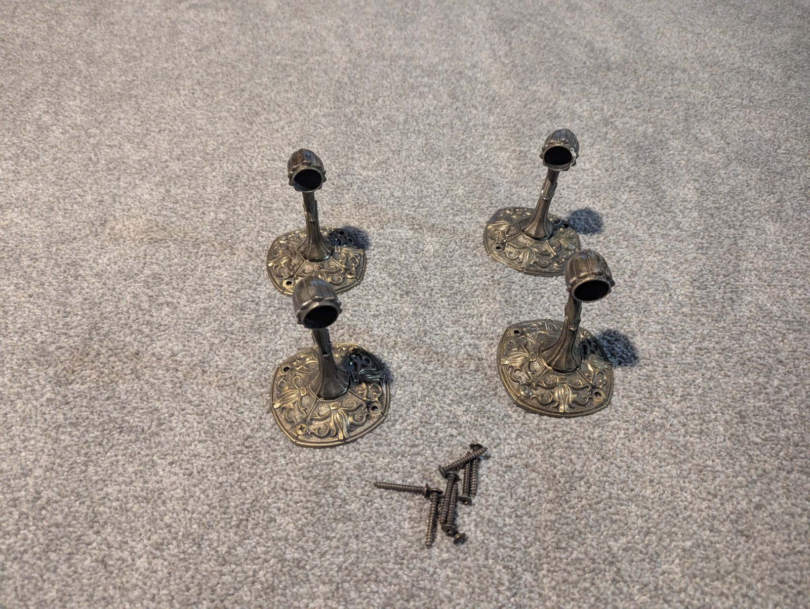 Franklin Towel Bar Holder End Cap 4 Pieces Vintage Ornate No Bars Metal Bathroom