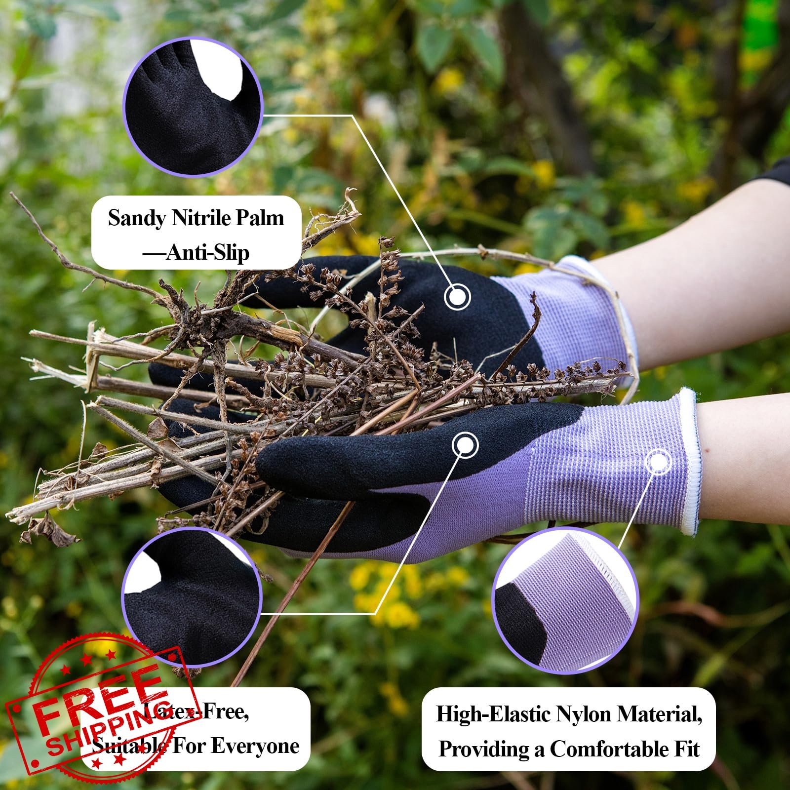 HandLove Women's Gardening Gloves Medium Pink Green Sandy Nitrile Touchscreen