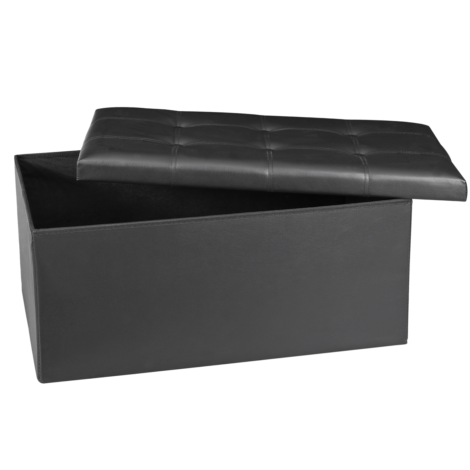 30 inches Folding Storage Ottoman 80L Storage Bench for Bedroom Hallway Black