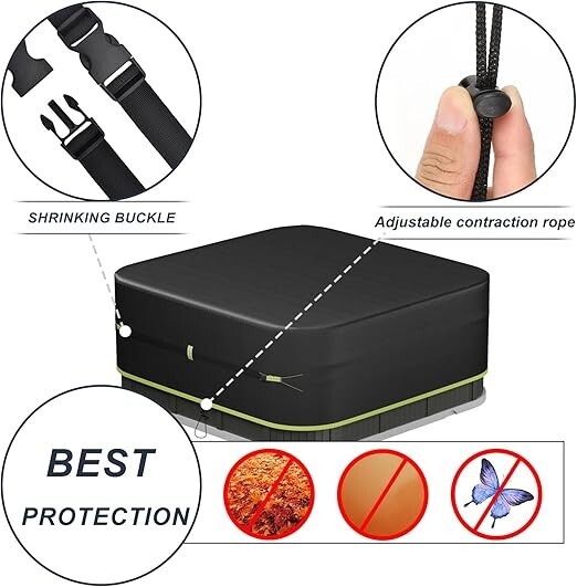 Safana Hot Tub Cover, Square, Outdoor SPA Pool Covers 90 x 90 Black