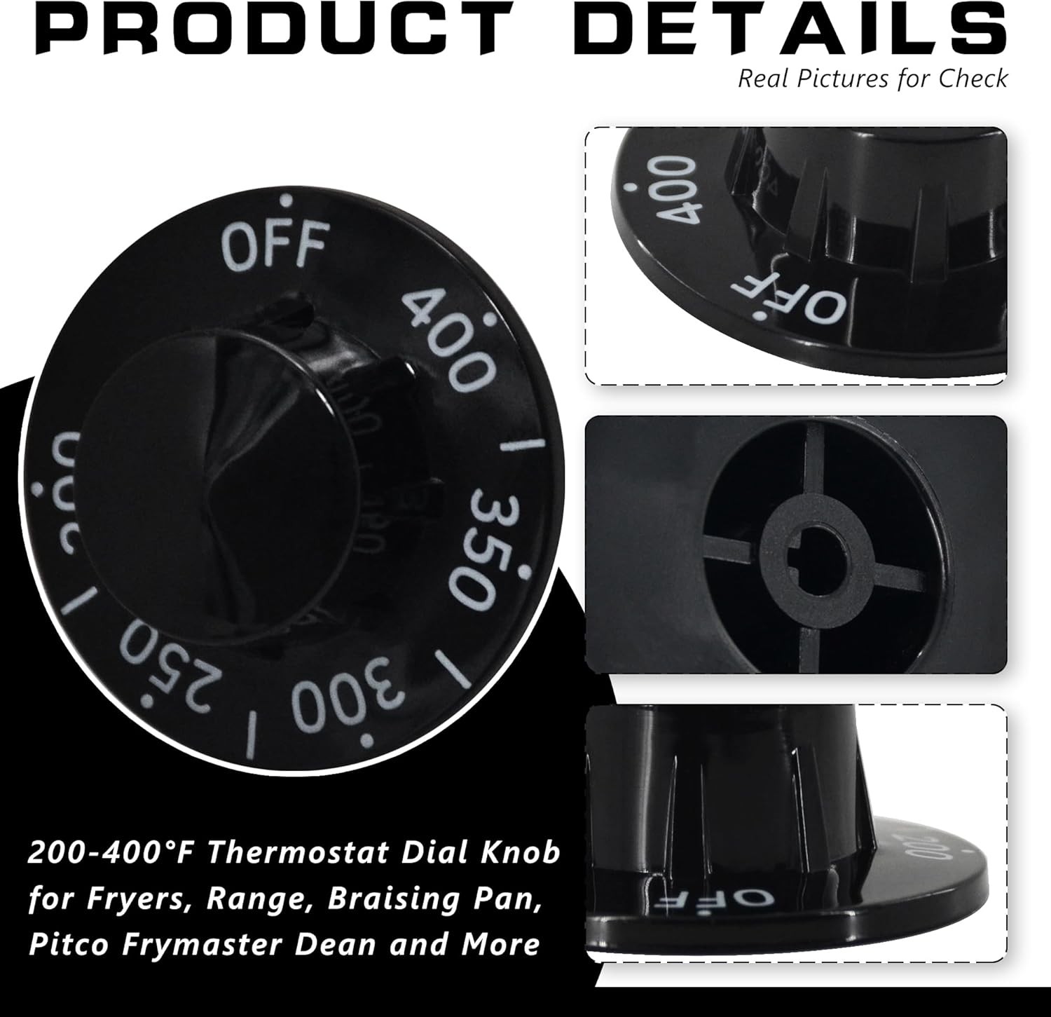 200-400°F Thermostat Dial Knob for Fryers, Range, Braising Pan, Pitco Frymast U