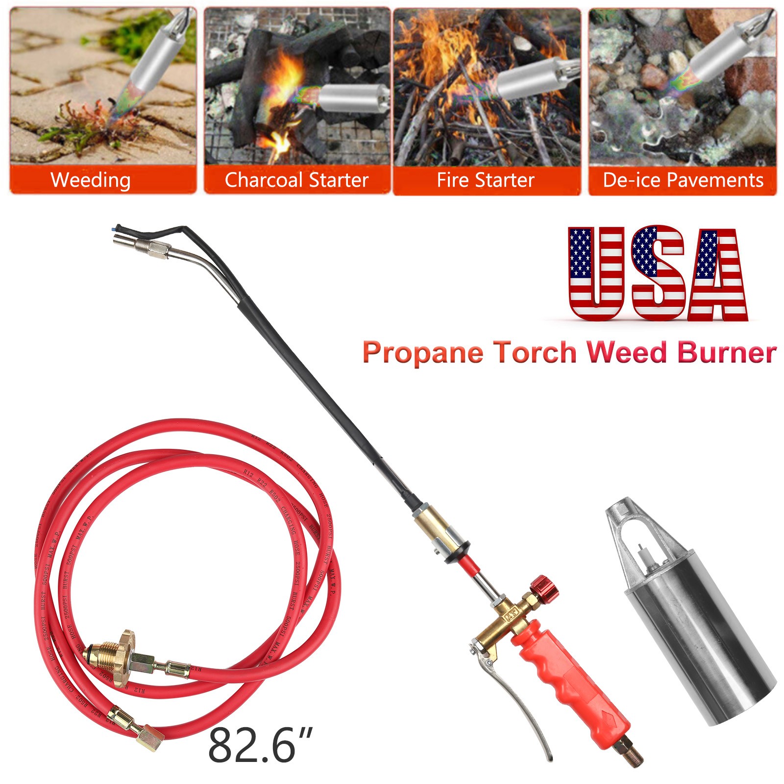 Propane Weed Torch Burner Ice Melter Push Button Igniter 79 Hose Portable Tool