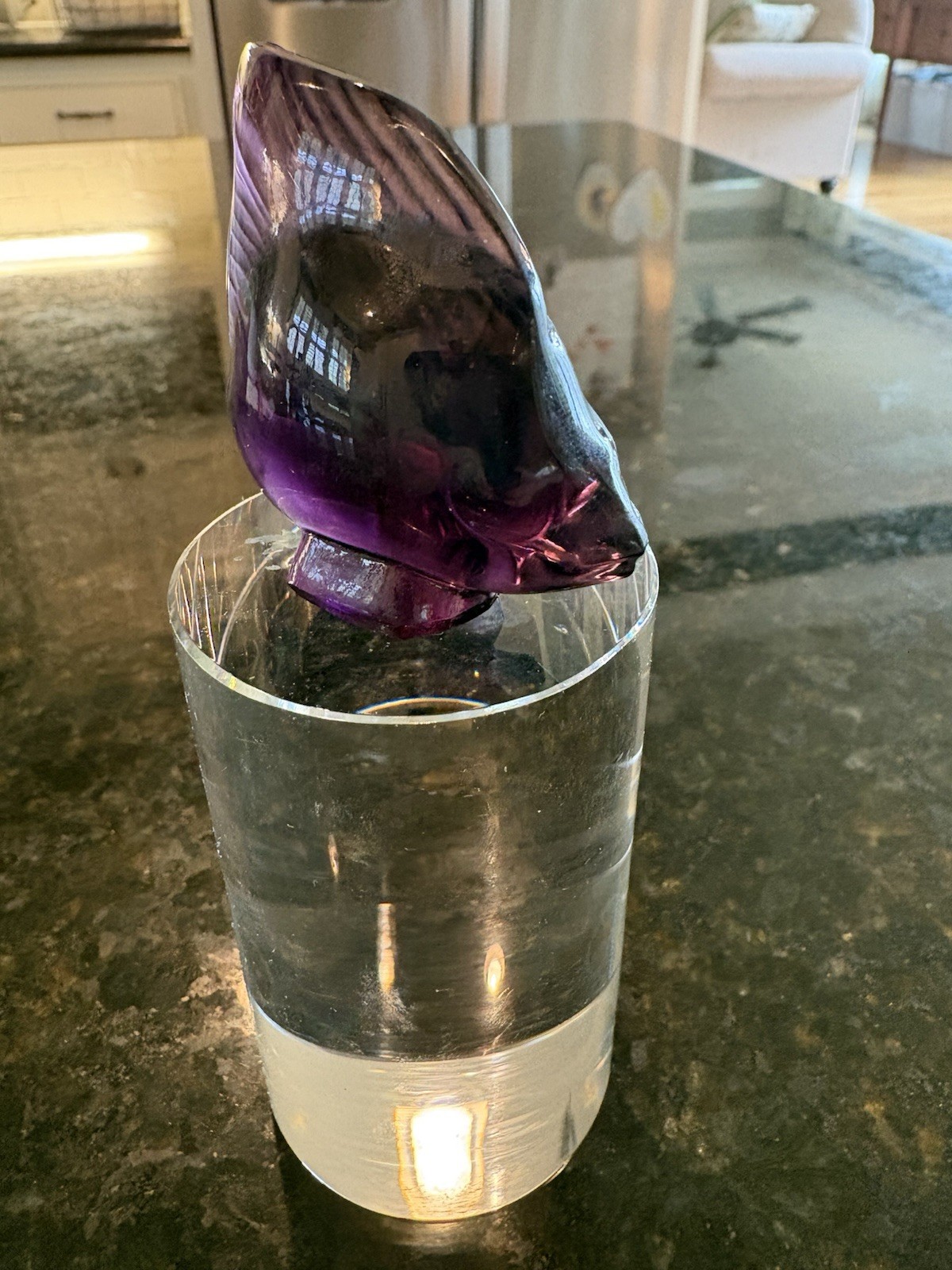 LaliqueTurquoise Lustre Fish Crystal With Pedestal (unattached)