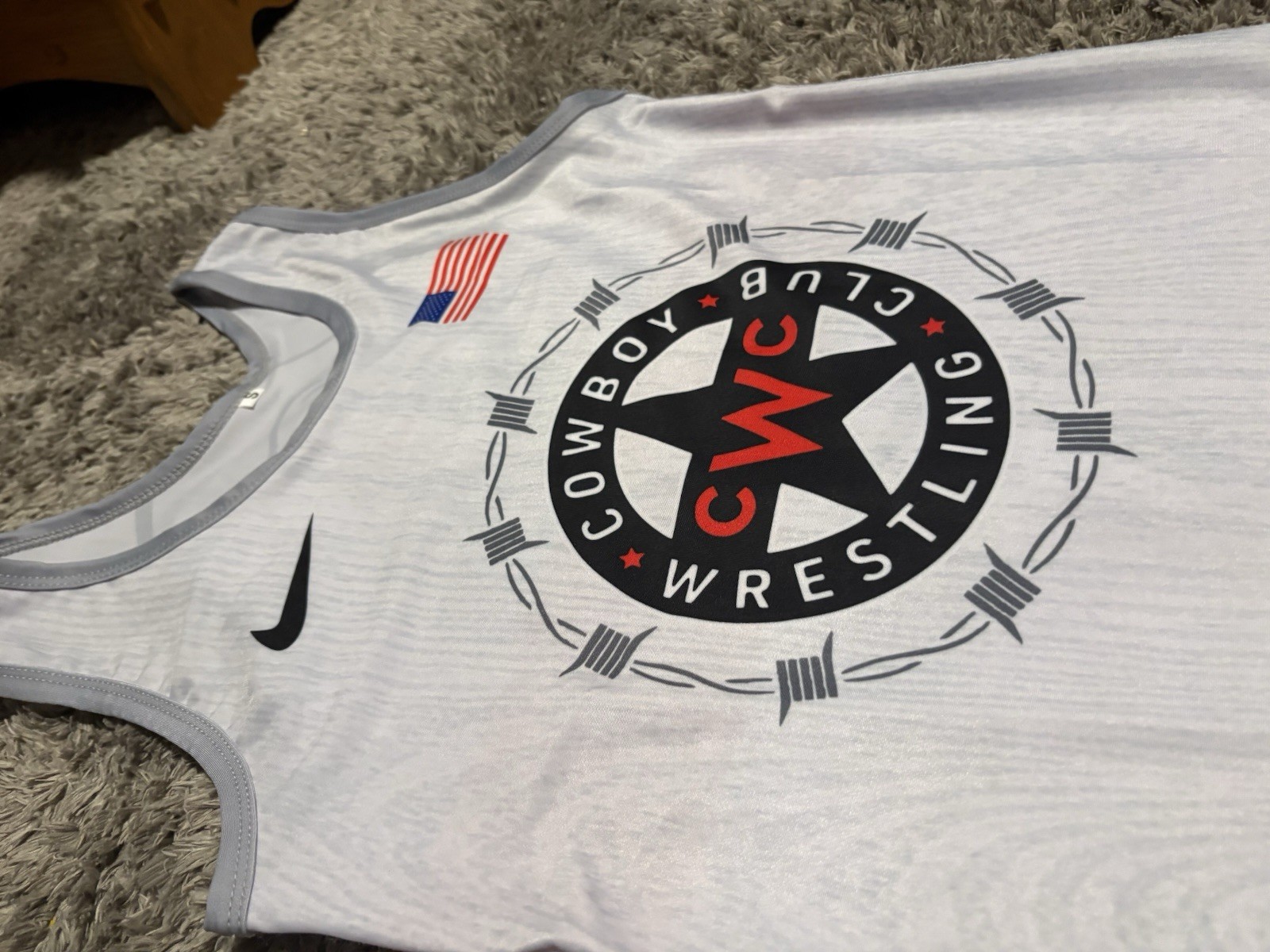 White Oklahoma State Wrestling Singlet Adult Medium