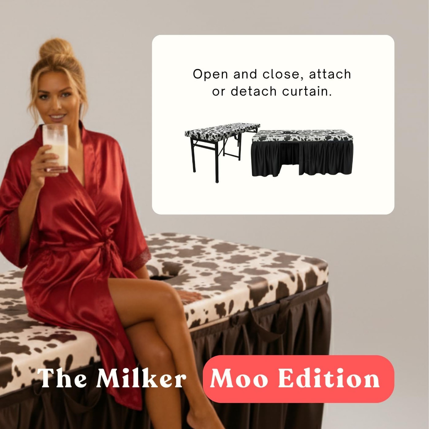 The MILKER: MOO Edition Milking Massage Table with Glory Hole & Privacy Curta...
