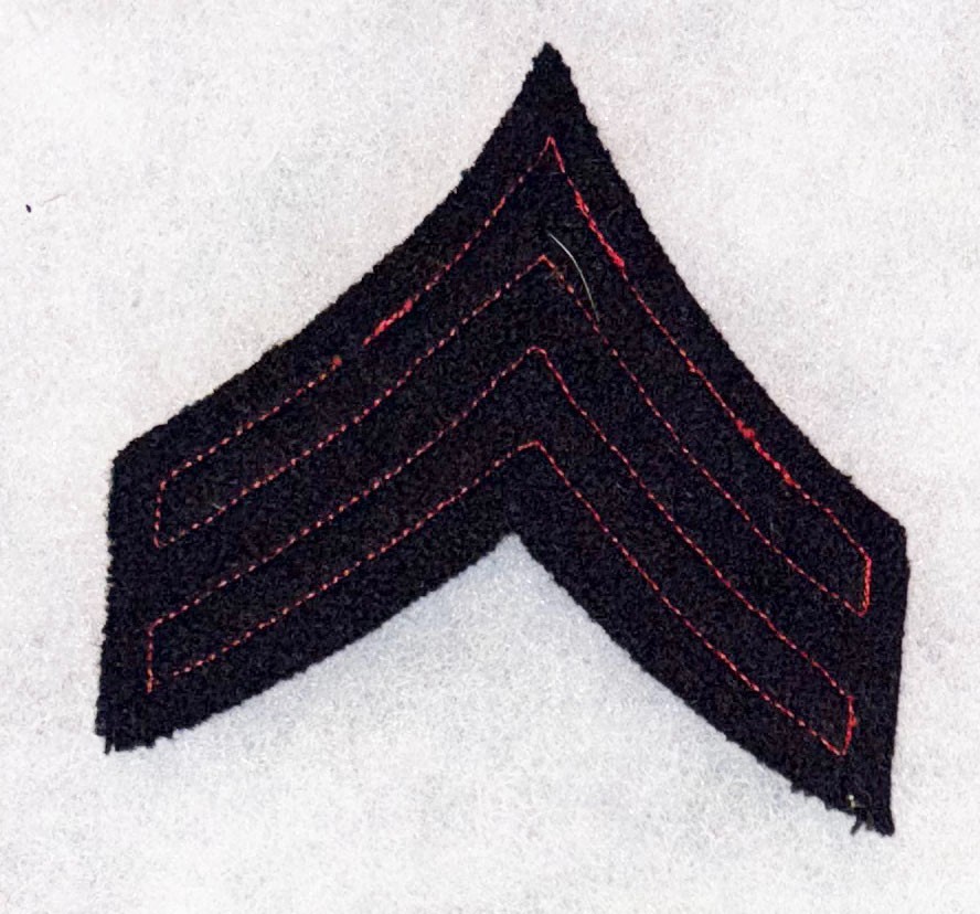 02 Pattern Artillery Corporal Chevron Rank Patch