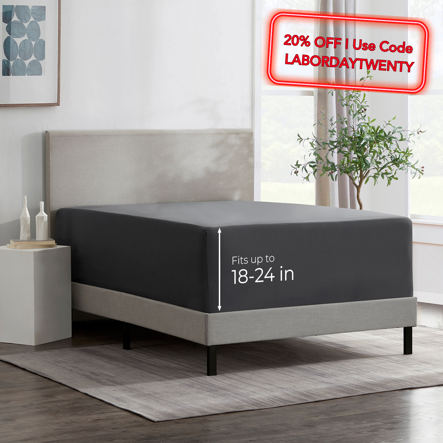 18"-21" Extra Deep Pocket Fitted Sheet by Nymbus Elastic Corner Straps Bed Sheet