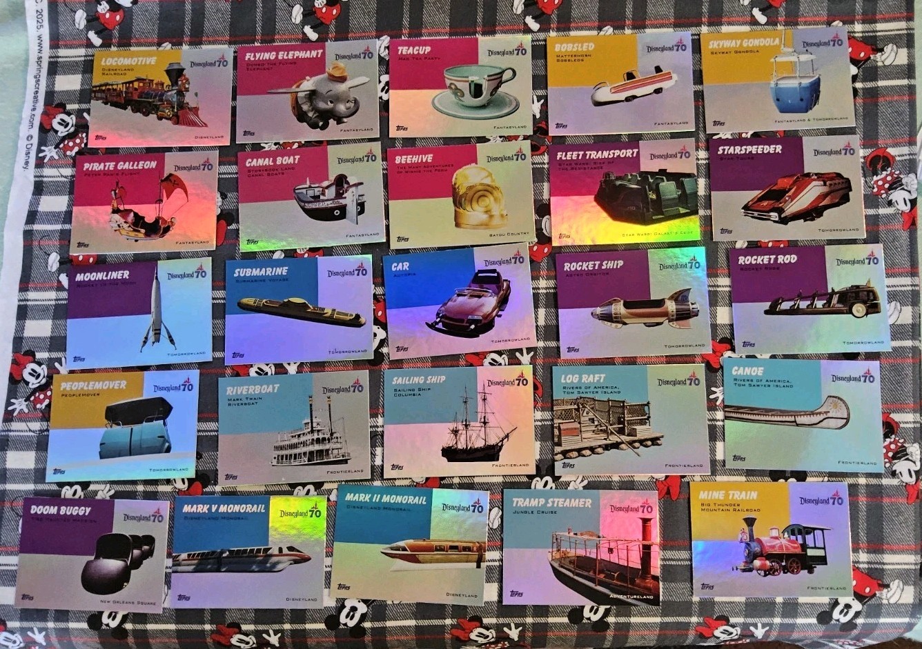 2025 Topps Disneyland 70th Anniversary -1954 On Wheels- Complete 25 Card Set