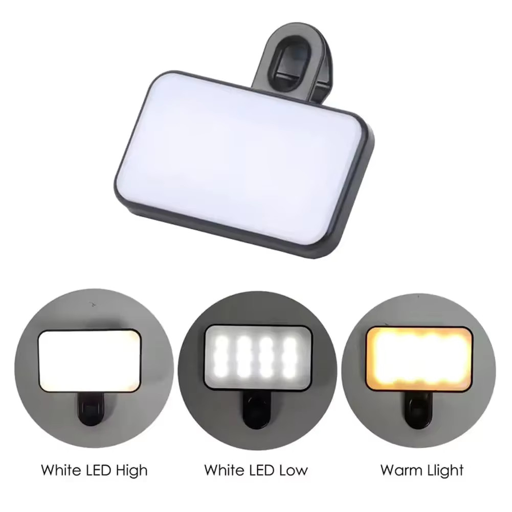 Portable Mini LED Fill Light Mobile Phone Clip-On Selfie Light USB Rechargeable