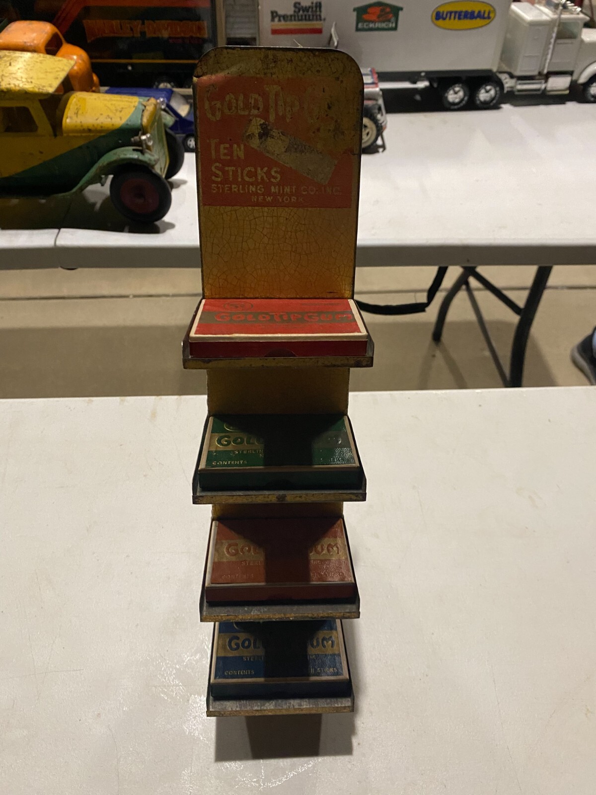 Vintage Gold Tip Gum Folding Store Display and 4 Boxes