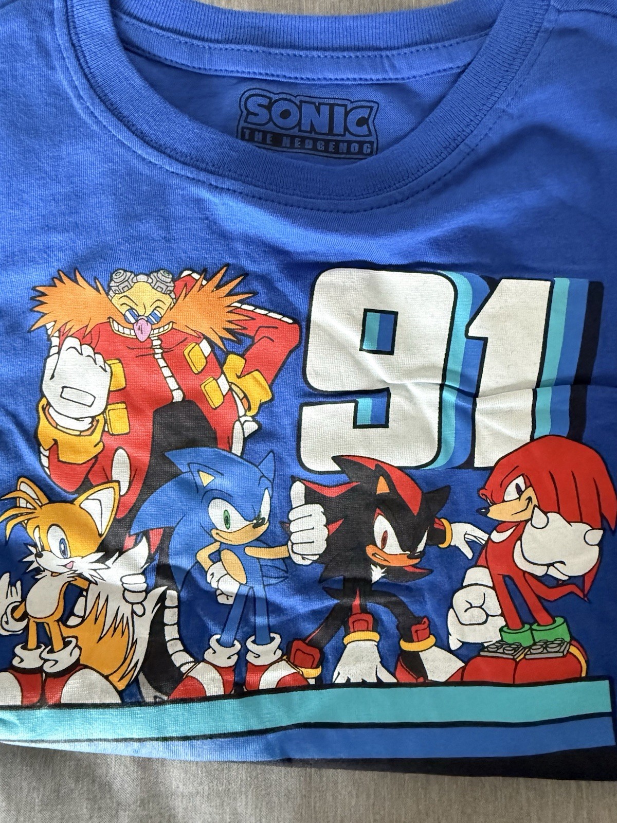 Boys T-shirt /Sega Sonic Hedgehog Shirt-Featuring Sonic, Tails And Knuckles-