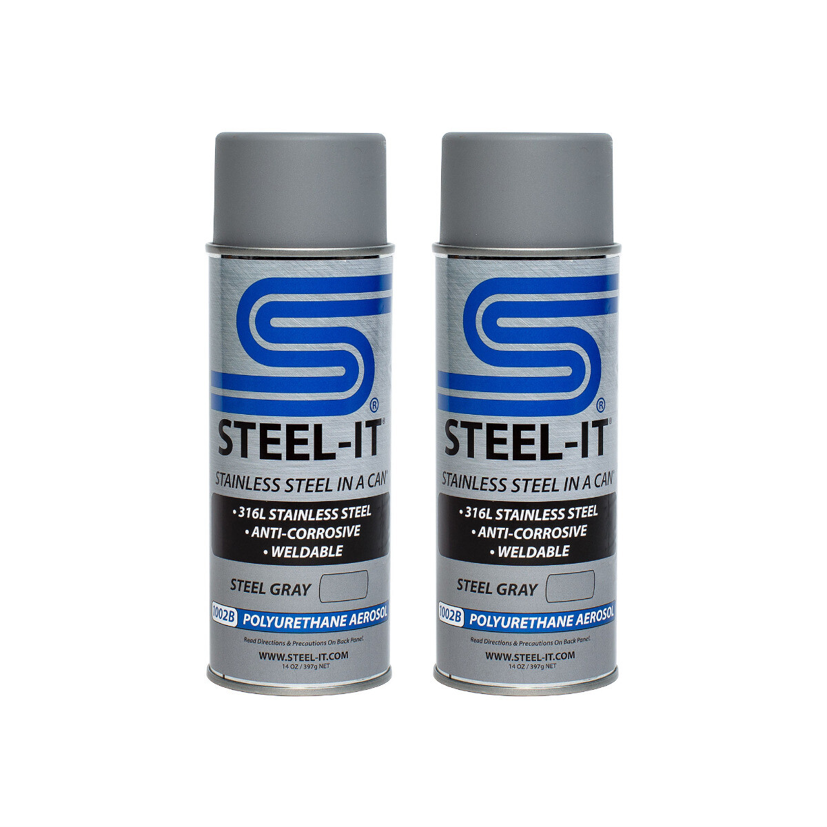 1002B STEEL-IT 2 pack 14oz Gray Stainless Steel Polyurethane Aerosol Cans