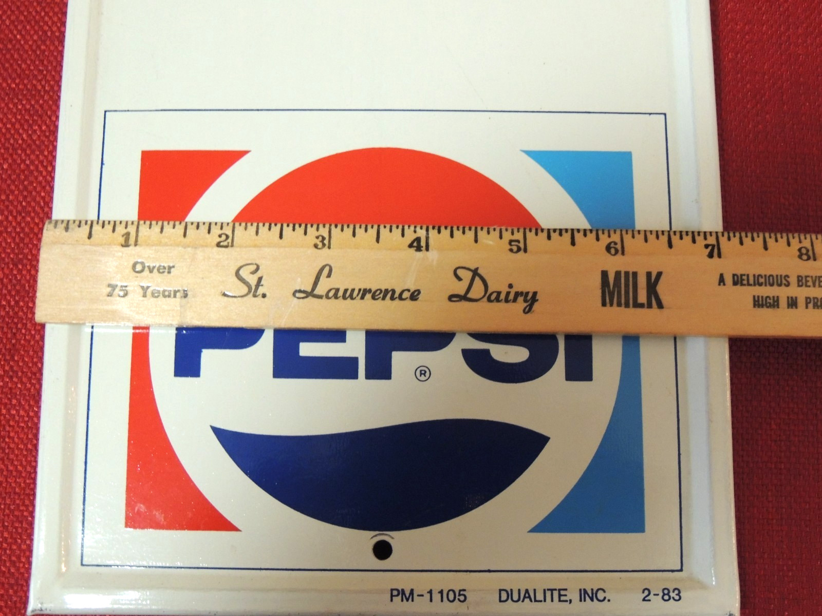 Vintage Pepsi Advertising Metal Thermometer 28" x 7 1/2", PM 1105, 2-83, NrMT